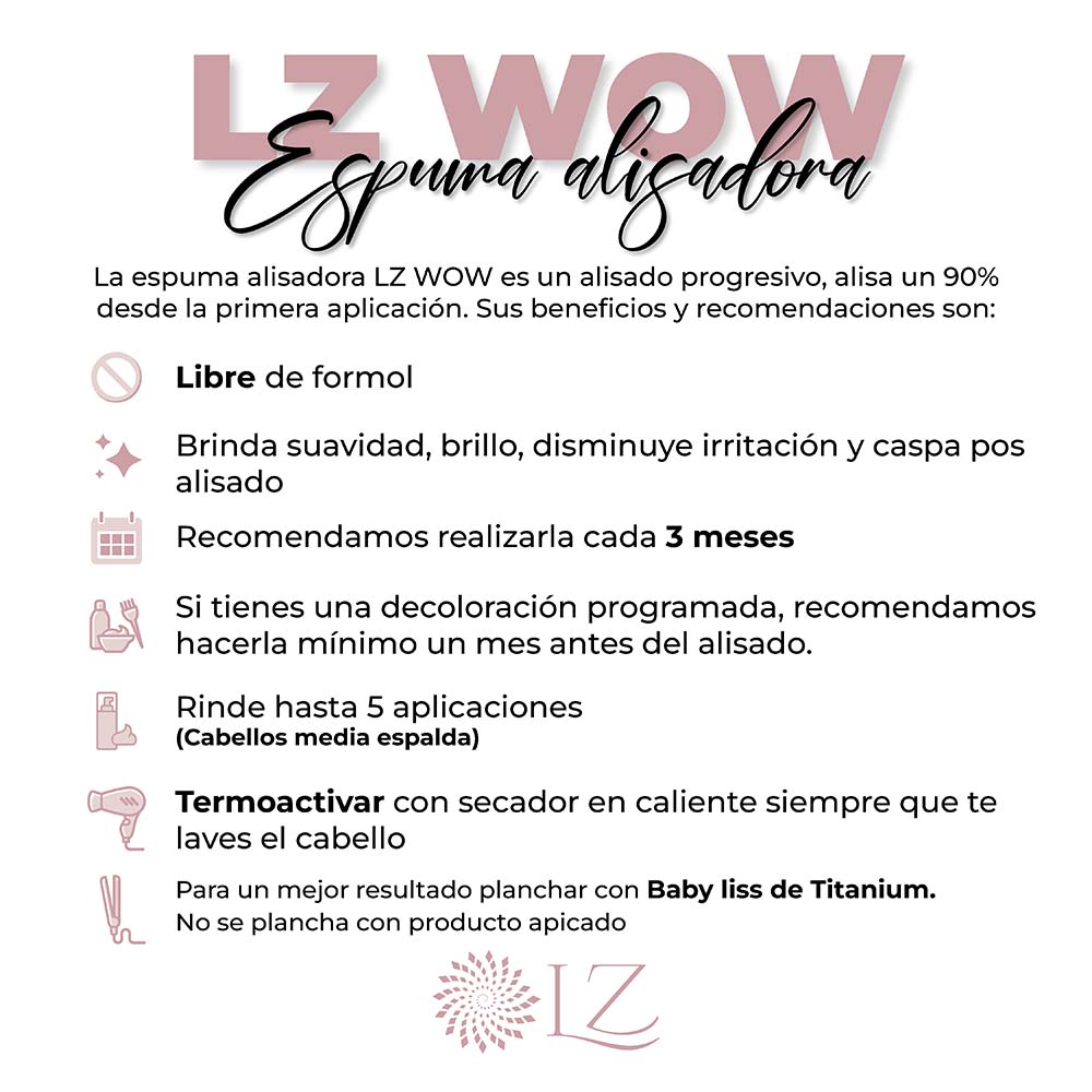 Espuma alisadora sin formol LZ WOW