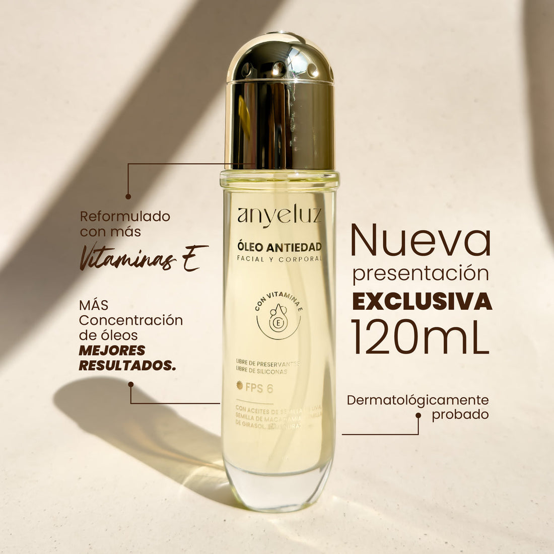 Óleo Facial y Corporal Antiedad Anyeluz | Suaviza, Nutre y Mejora la Piel