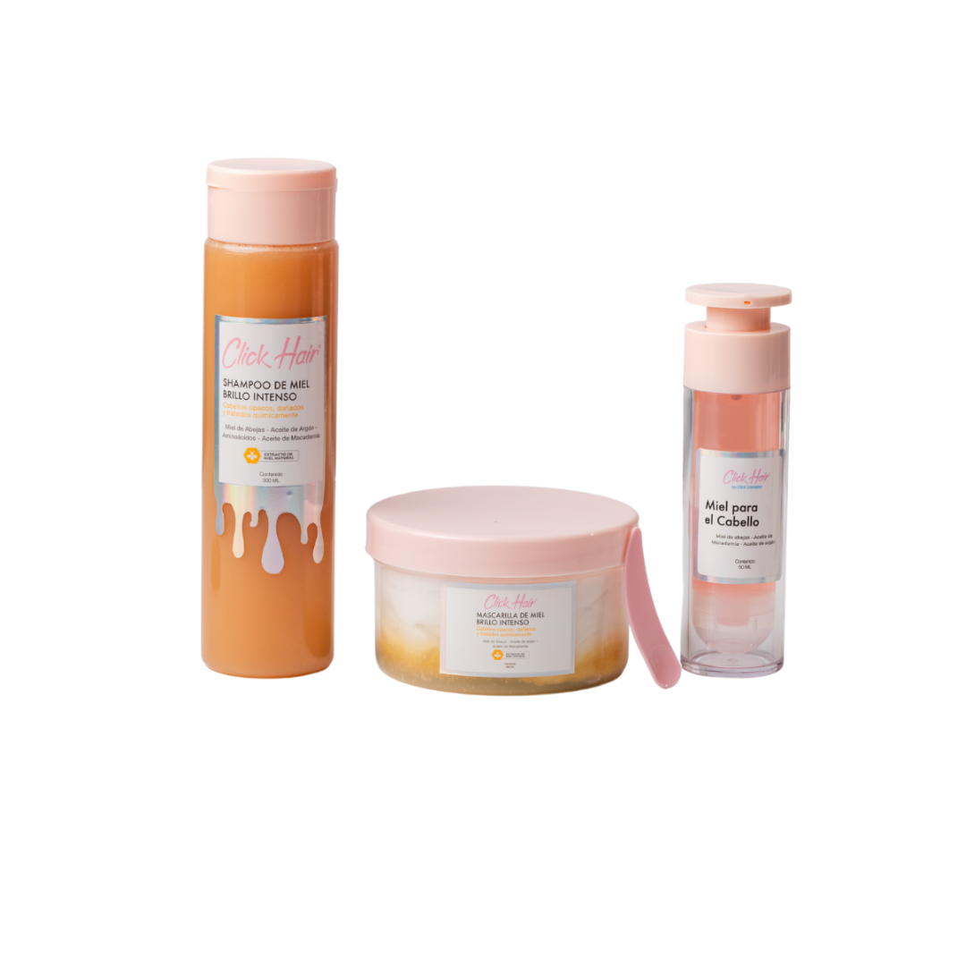 Kit Capilar Miel Click Cosmetics| Reparación & Brillo Natural con Miel de Abejas