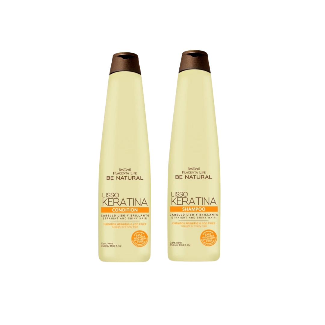 Dúo Be Natural Liso Keratina | Shampoo + Acondicionador sin sal